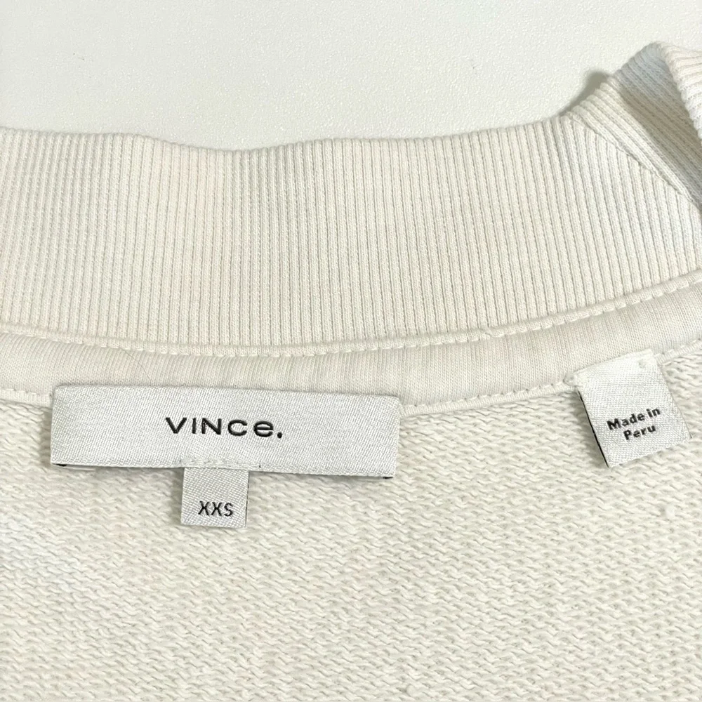 Vince French Terry Oversized Cardigan V Neck Button Front Sweater Bone XXS